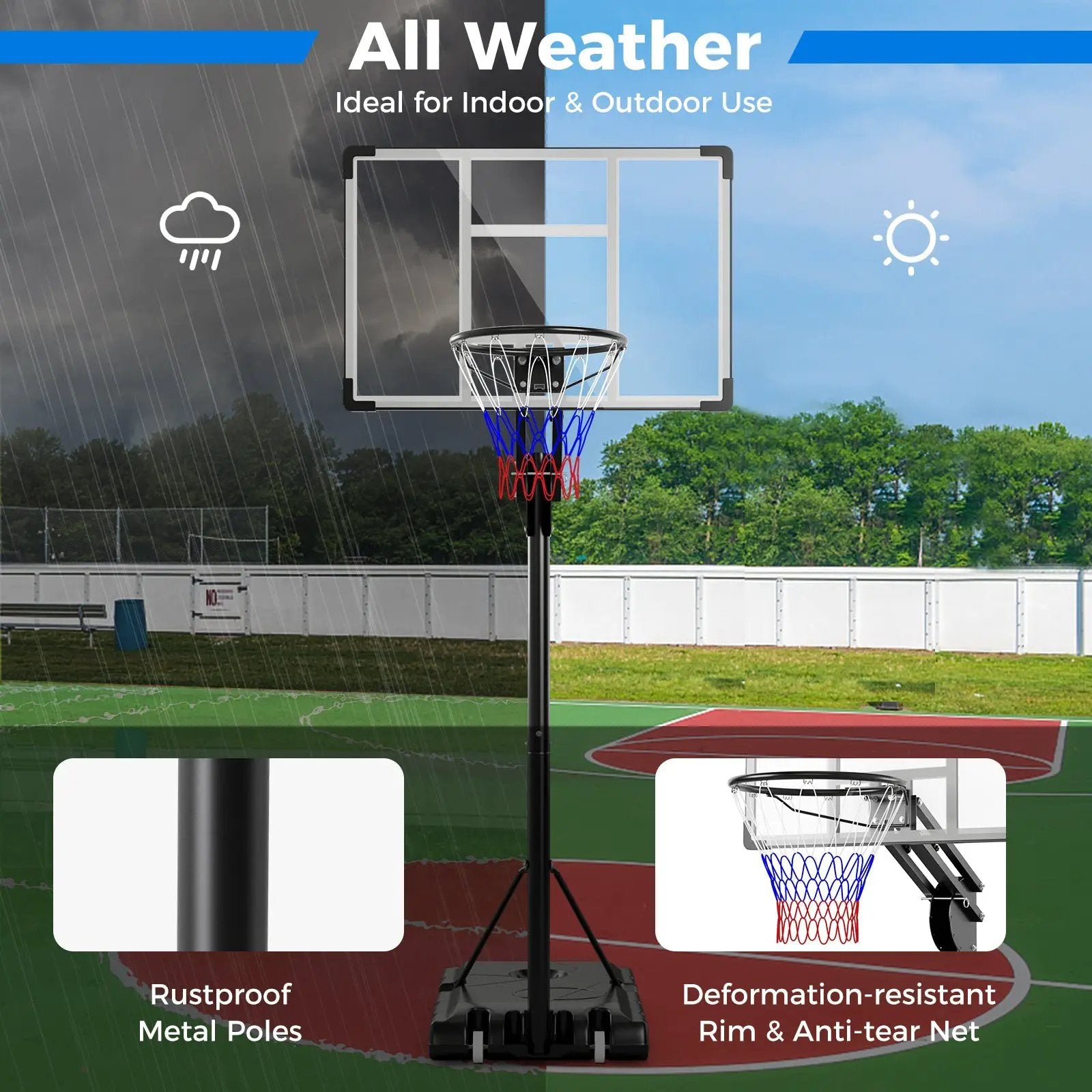 4.9-10 Feet Adjustable Basketball Hoop with Shatterproof Backboard by DirectDeals