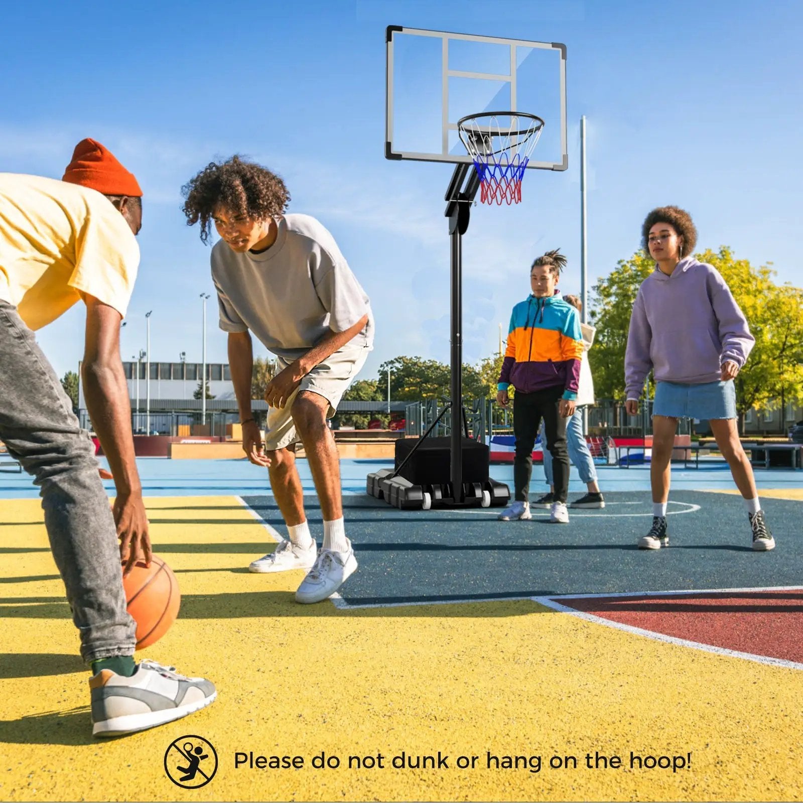 4.9-10 Feet Adjustable Basketball Hoop with Shatterproof Backboard by DirectDeals