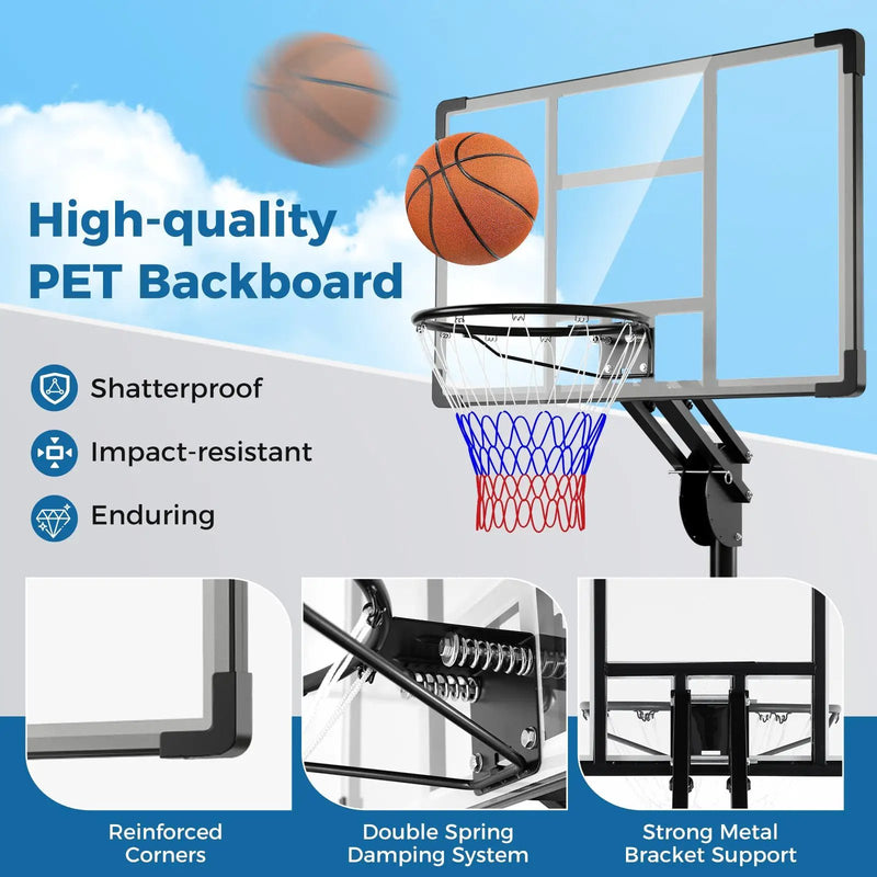 4.9-10 Feet Adjustable Basketball Hoop with Shatterproof Backboard by DirectDeals