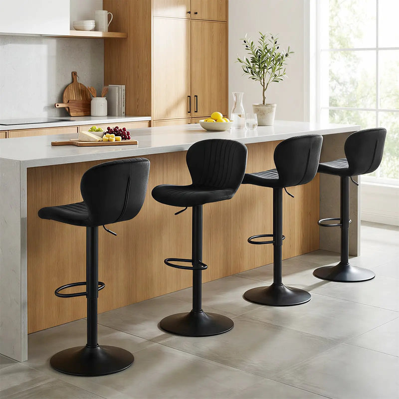 Adjustable Counter Height Chairs Set of 2 with Velvet Upholstered Backrests by DirectDeals