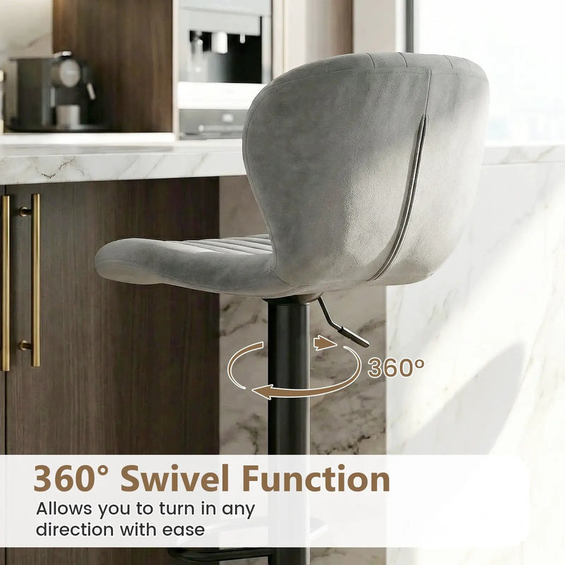 Adjustable Counter Height Chairs Set of 2 with Velvet Upholstered Backrests by DirectDeals