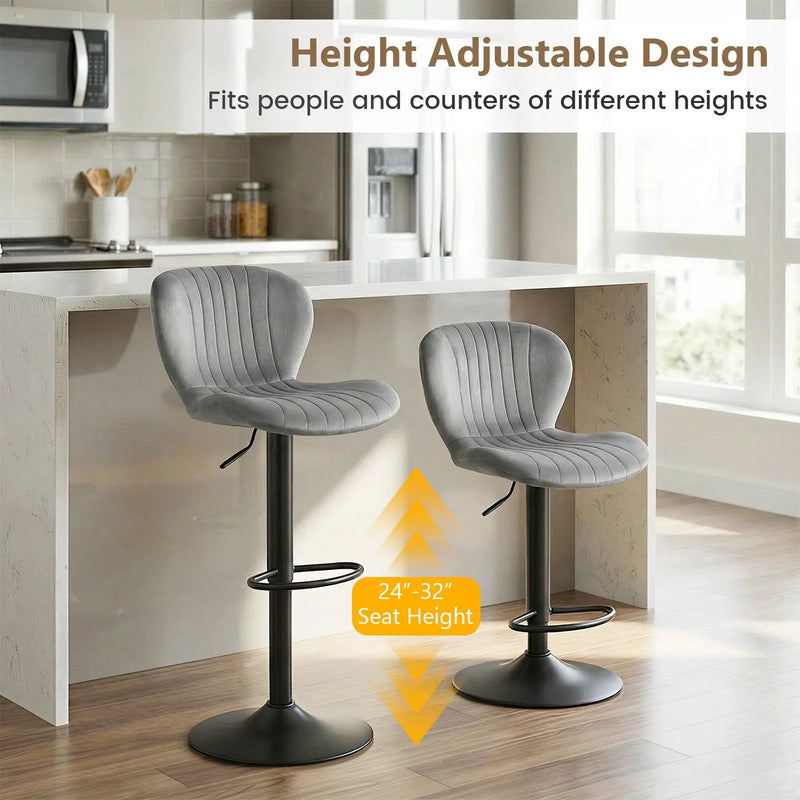 Adjustable Counter Height Chairs Set of 4 with Velvet Upholstered Backrests by DirectDeals