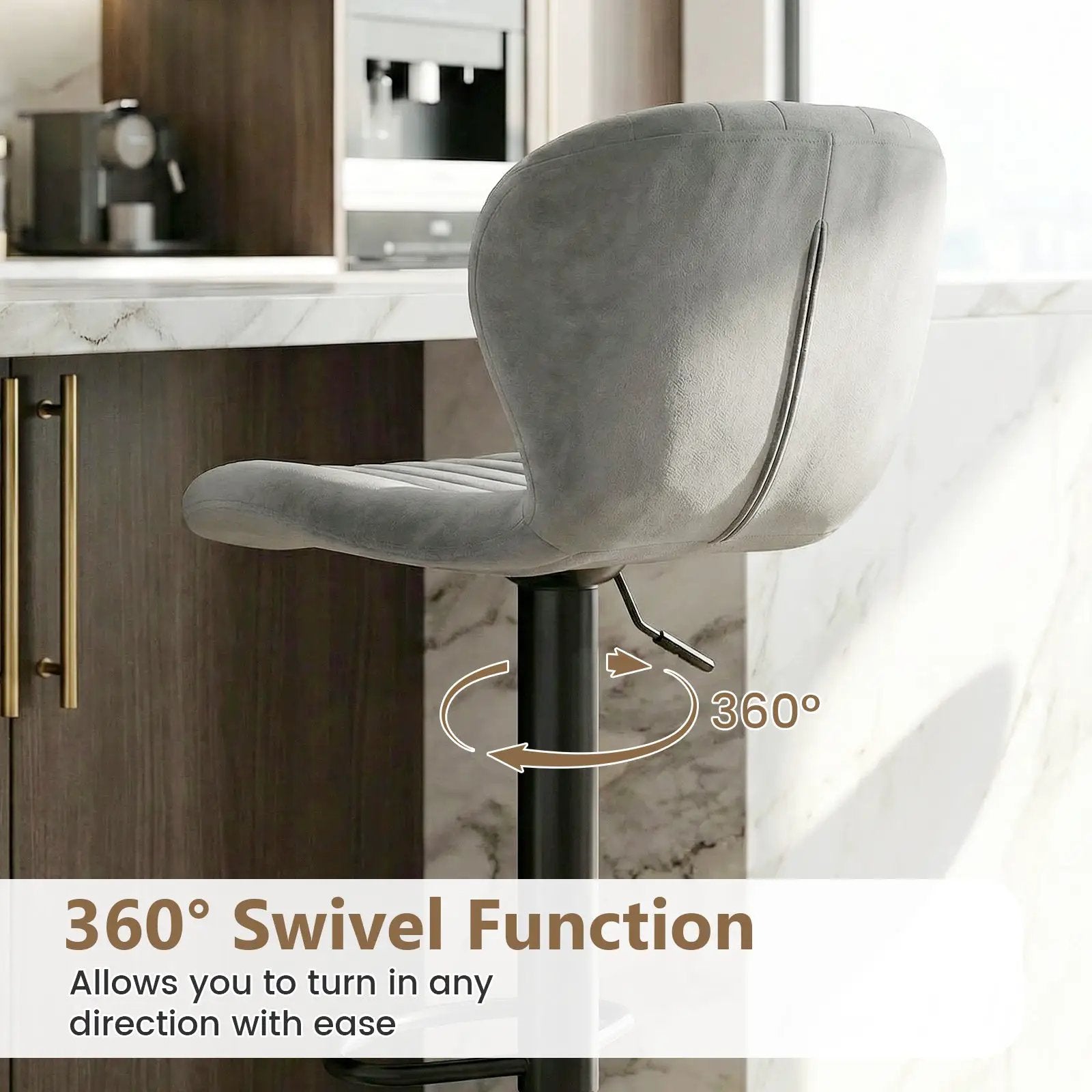 Adjustable Counter Height Chairs Set of 4 with Velvet Upholstered Backrests by DirectDeals