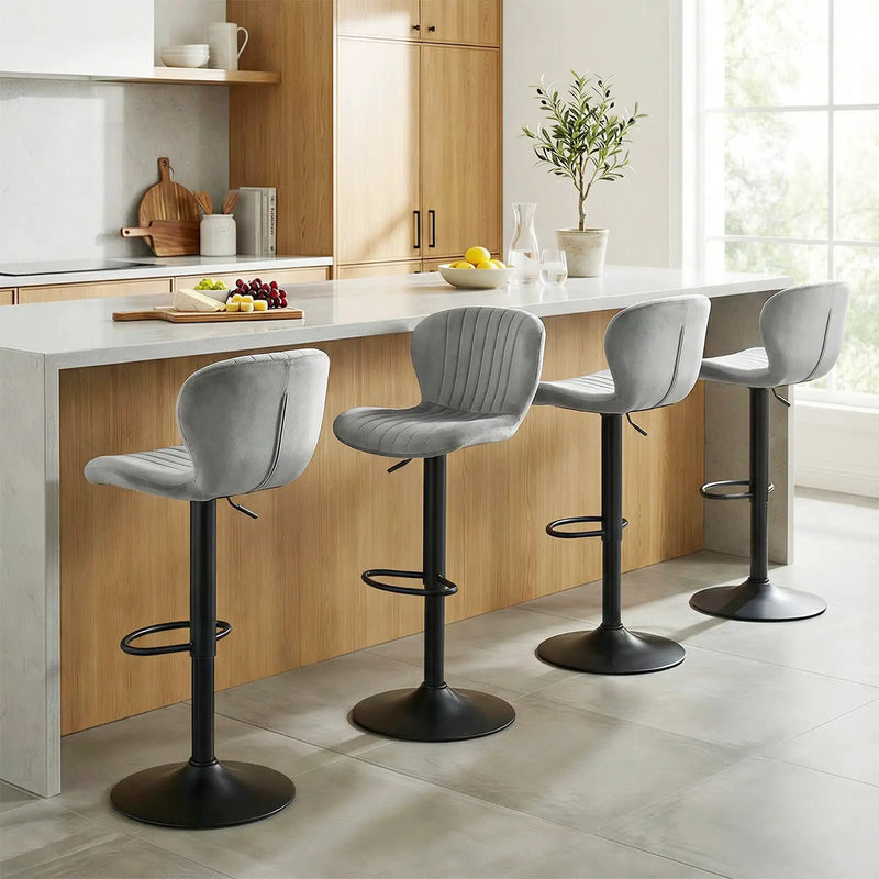Adjustable Counter Height Chairs Set of 4 with Velvet Upholstered Backrests by DirectDeals