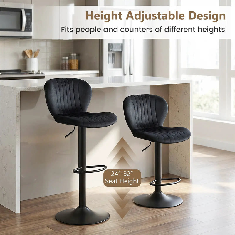 Adjustable Counter Height Chairs Set of 4 with Velvet Upholstered Backrests by DirectDeals