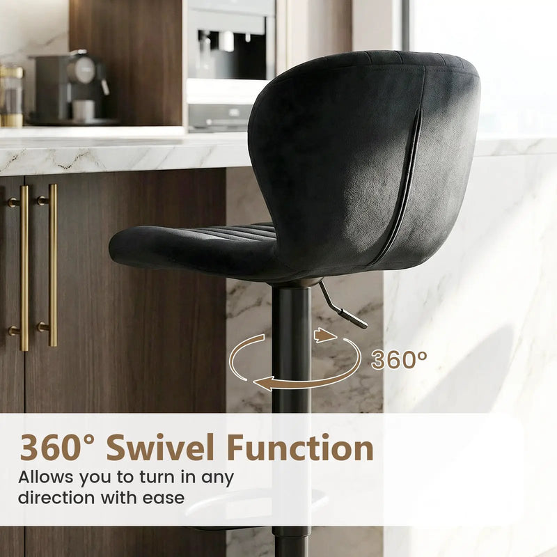 Adjustable Counter Height Chairs Set of 4 with Velvet Upholstered Backrests by DirectDeals