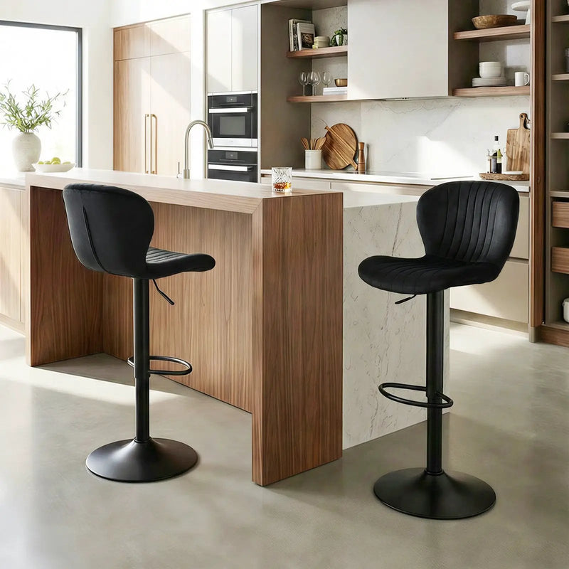Adjustable Counter Height Chairs Set of 4 with Velvet Upholstered Backrests by DirectDeals