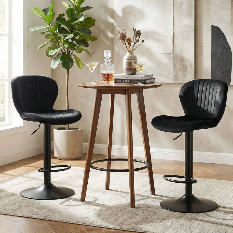 Adjustable Counter Height Chairs Set of 4 with Velvet Upholstered Backrests by DirectDeals