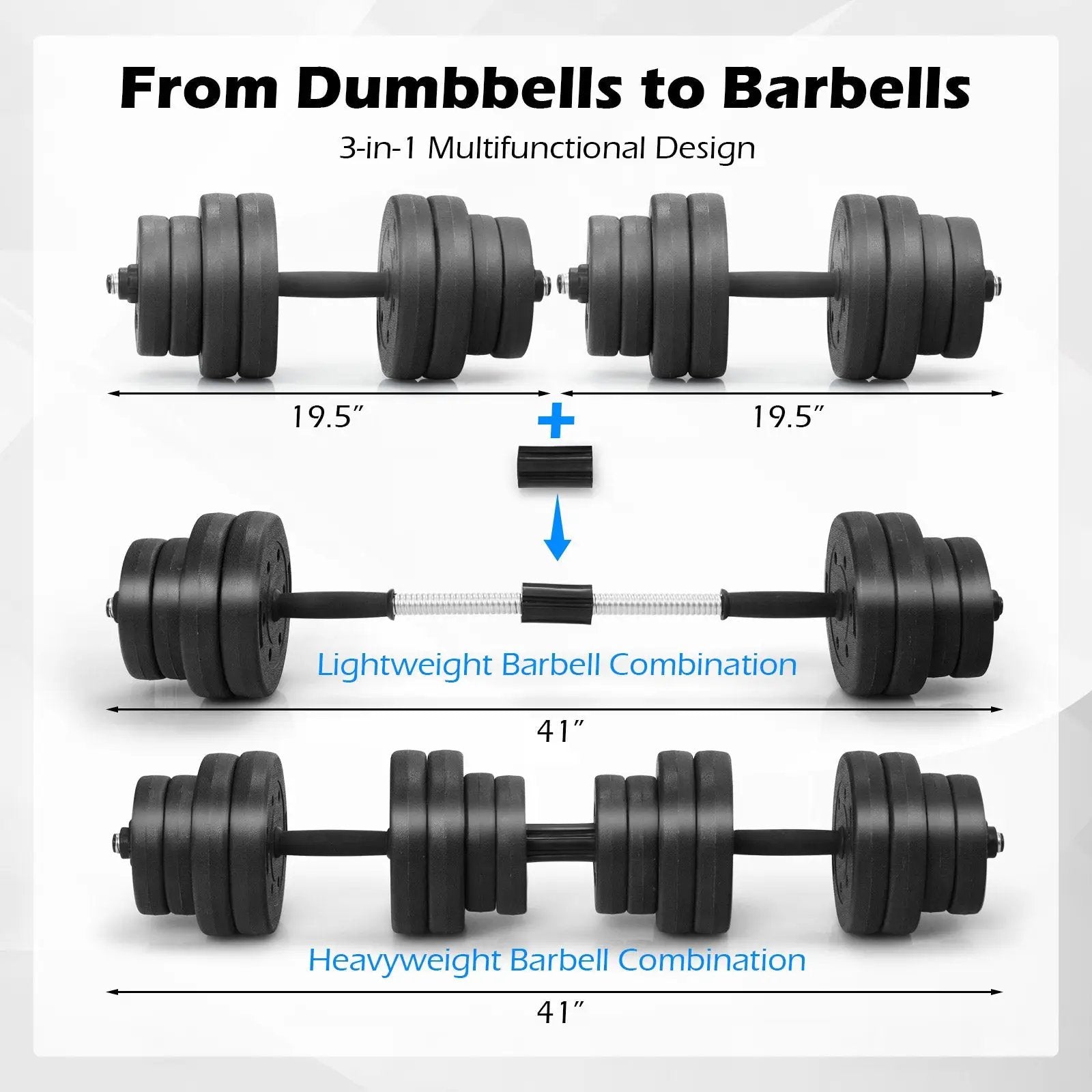 Adjustable Dumbbells 66 LBS Free Weights with Connectors for Home Gym Fitness Workout by DirectDeals