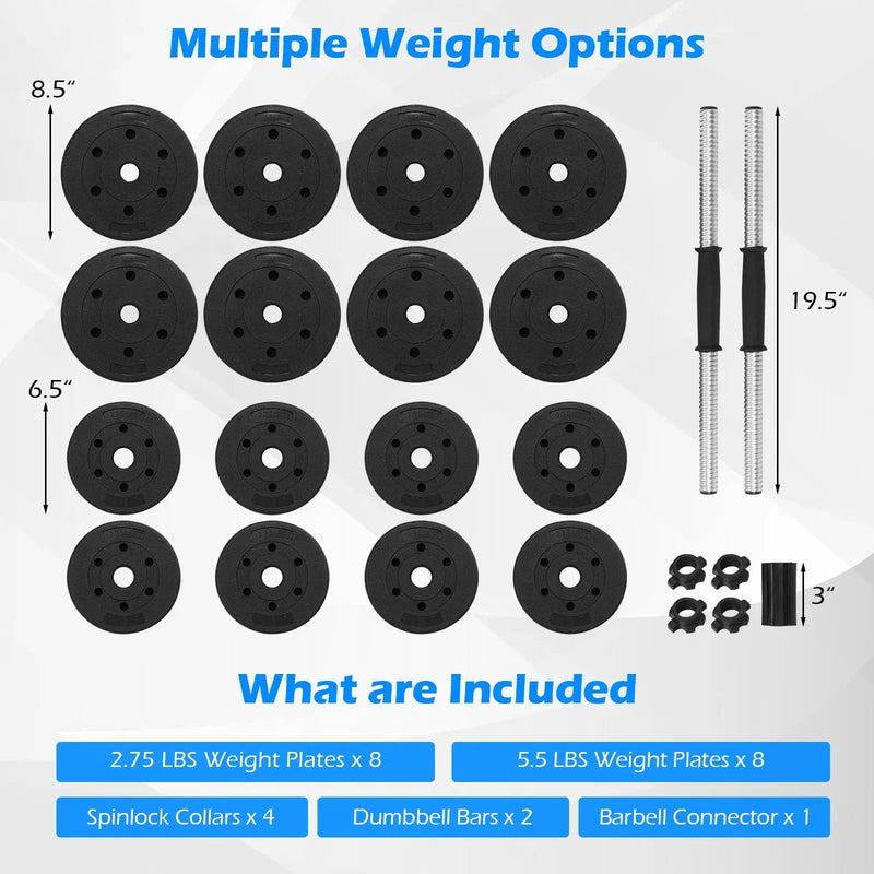 Adjustable Dumbbells 66 LBS Free Weights with Connectors for Home Gym Fitness Workout by DirectDeals