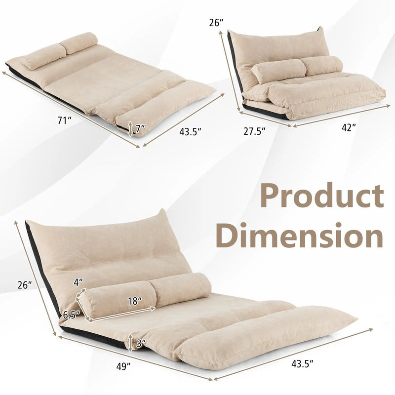 Adjustable Floor Sofa Bed with 2 Lumbar Pillows by DirectDeals