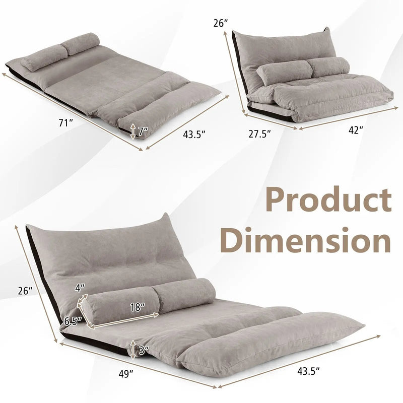 Adjustable Floor Sofa Bed with 2 Lumbar Pillows by DirectDeals