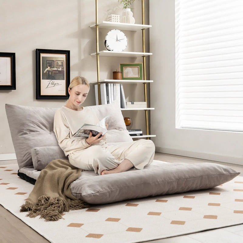 Adjustable Floor Sofa Bed with 2 Lumbar Pillows by DirectDeals