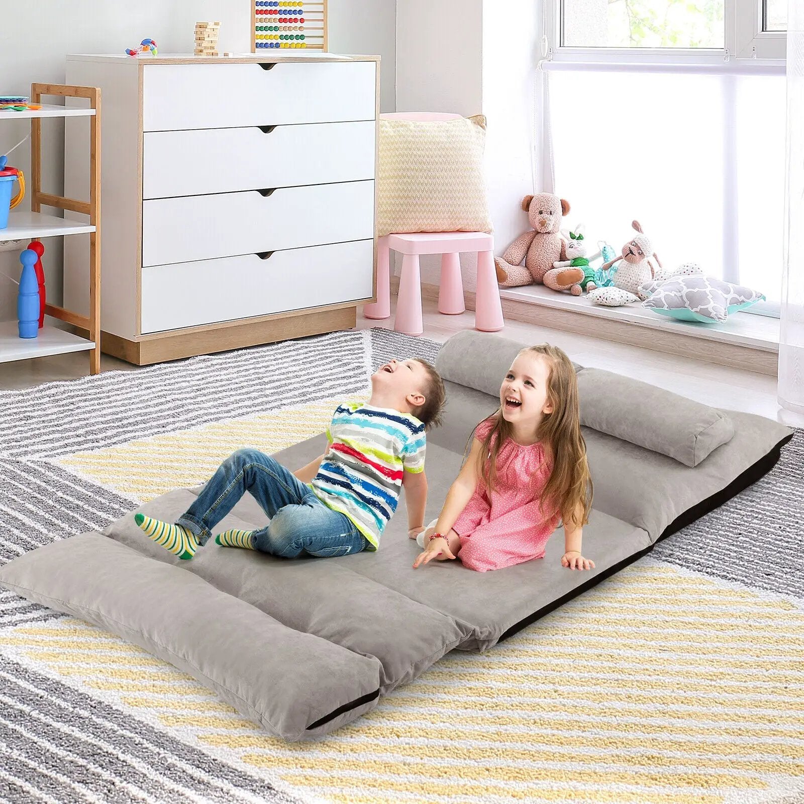 Adjustable Floor Sofa Bed with 2 Lumbar Pillows by DirectDeals