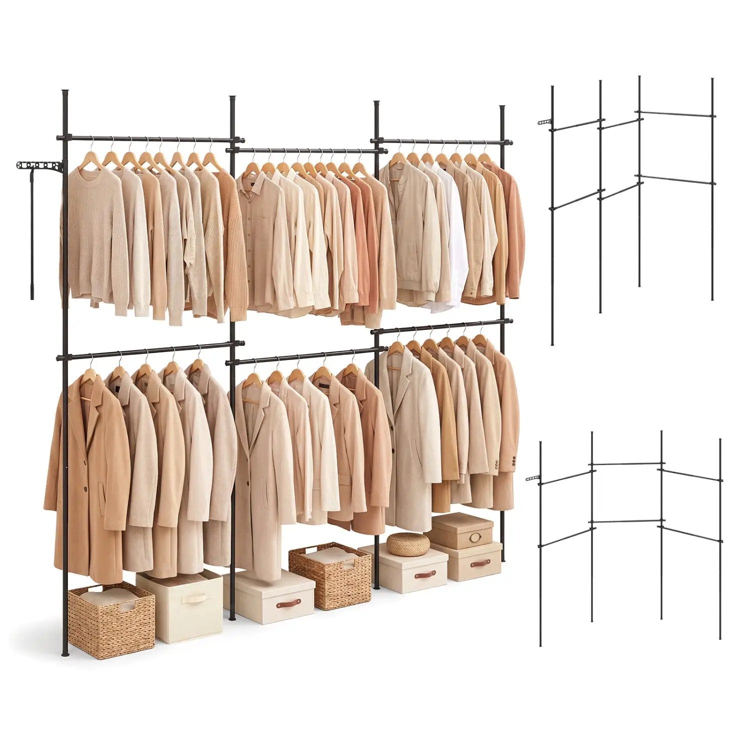 Floor to Ceiling Clothes Rack with 6 Adjustable Hanging Rods by DirectDeals