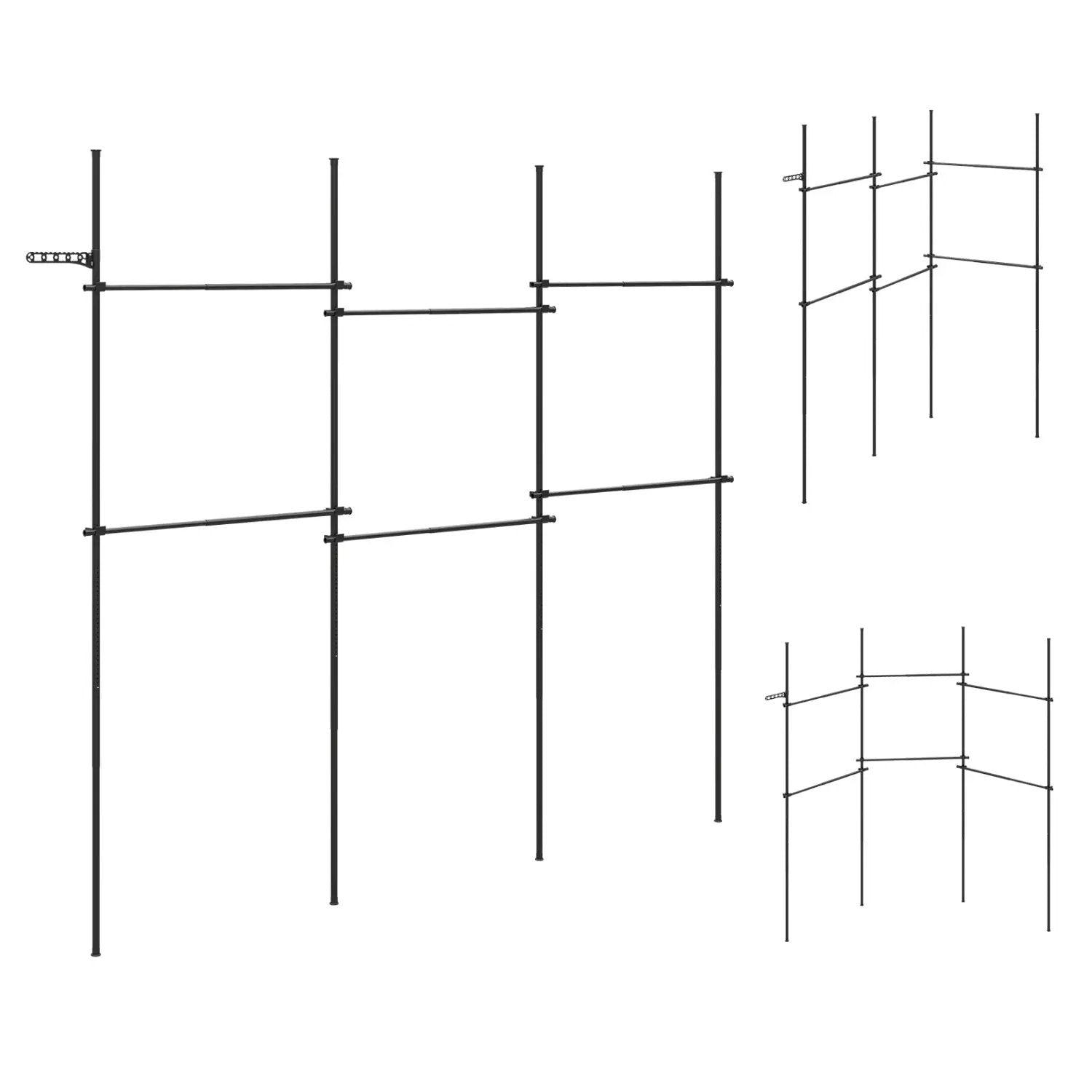 Floor to Ceiling Clothes Rack with 6 Adjustable Hanging Rods by DirectDeals