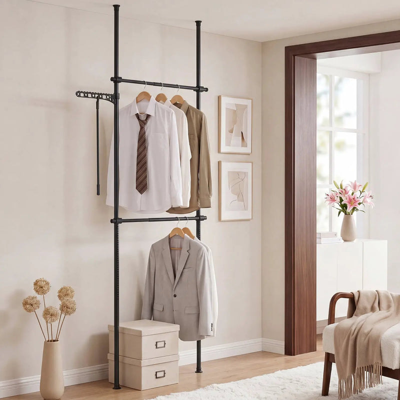 Floor to Ceiling Clothes Rack with 2 Hanging Rods - Adjustable by DirectDeals