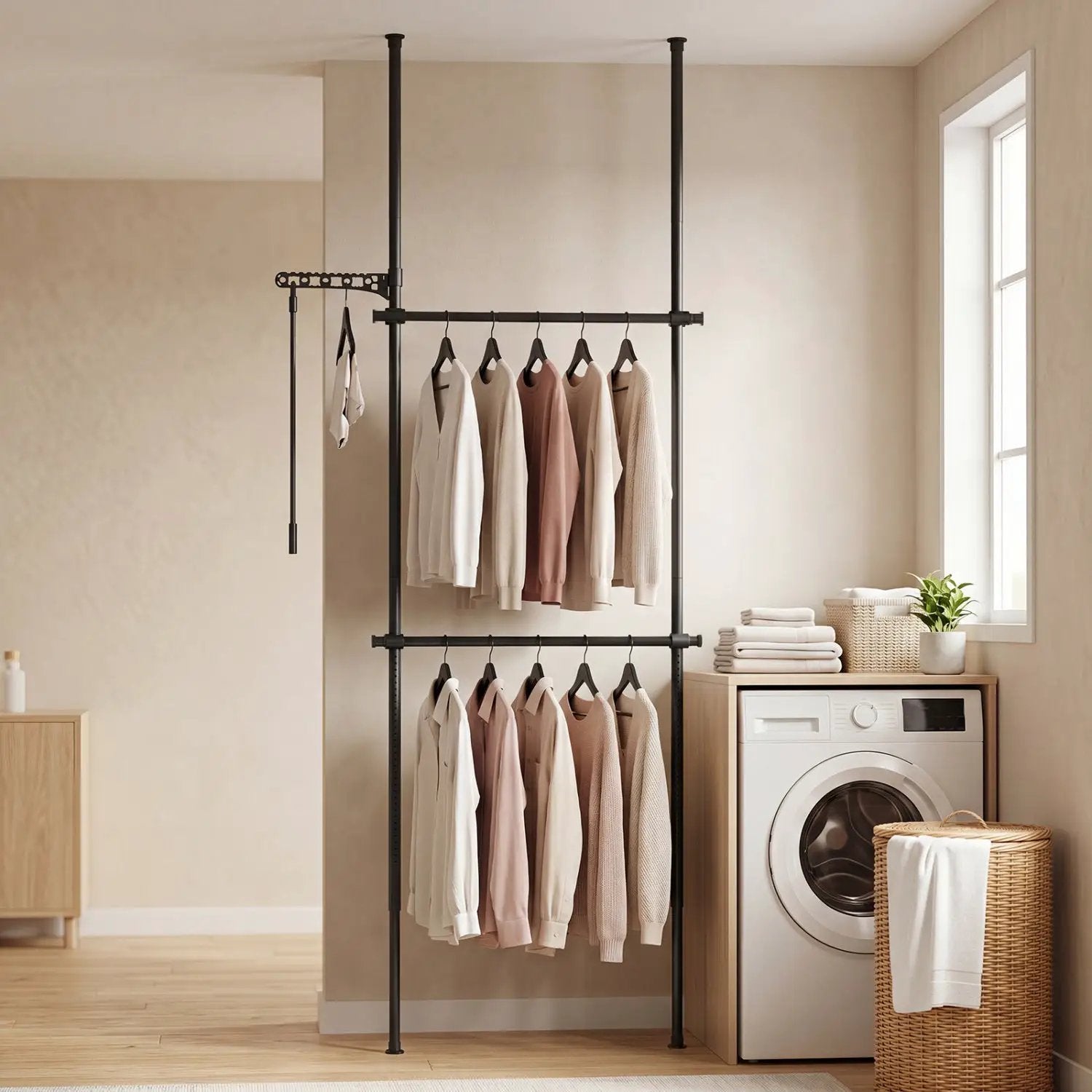 Floor to Ceiling Clothes Rack with 2 Hanging Rods - Adjustable by DirectDeals