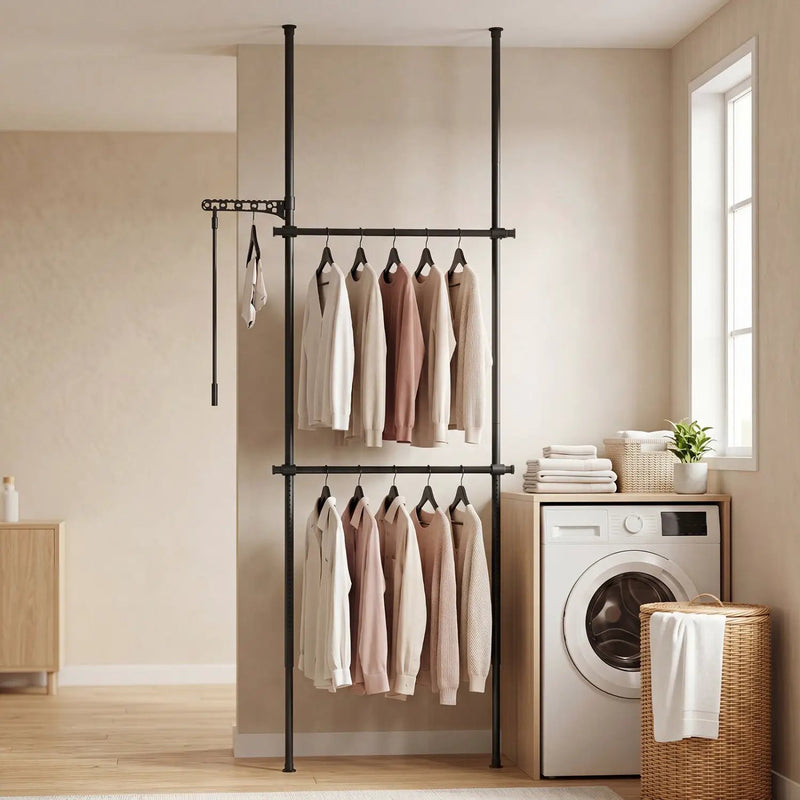 Floor to Ceiling Clothes Rack with 2 Hanging Rods - Adjustable by DirectDeals