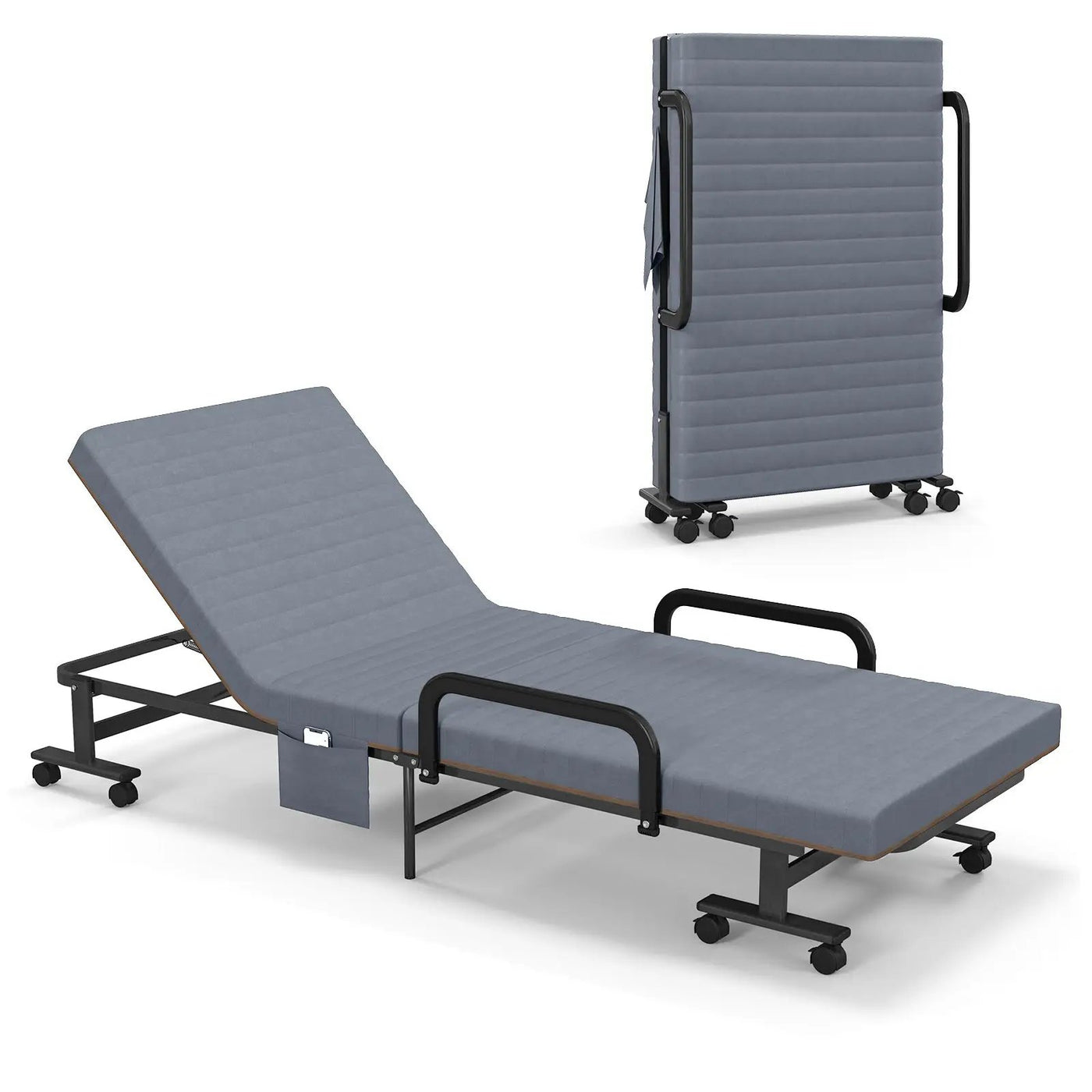 Adjustable Folding Guest Bed Frame with Mattress and Wheels by DirectDeals