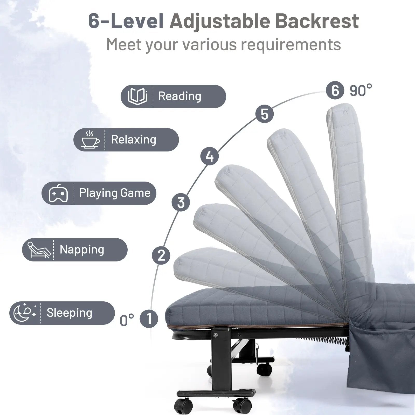 Adjustable Folding Guest Bed Frame with Mattress and Wheels by DirectDeals