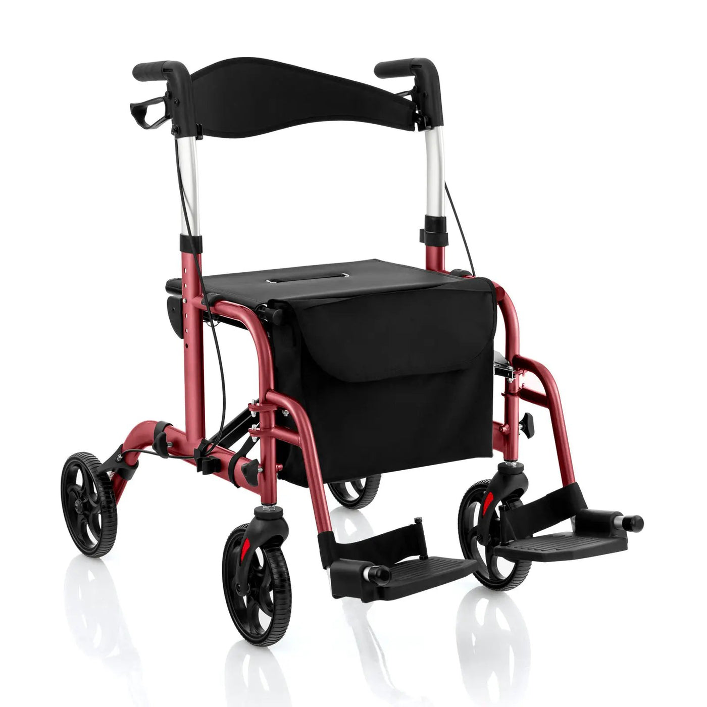2-in-1 Adjustable Folding Handle Rollator Walker with Storage Space by DirectDeals