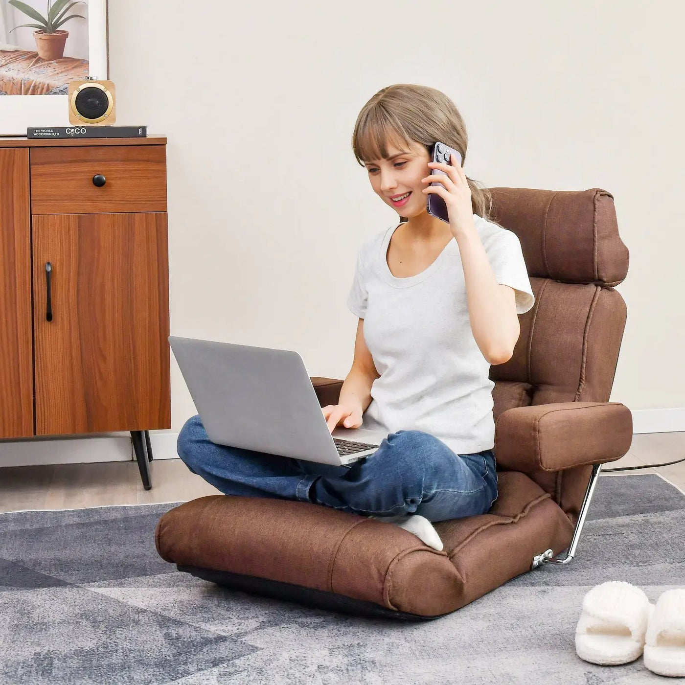 Adjustable Folding Sofa Chair with 6 Position Stepless Back by DirectDeals