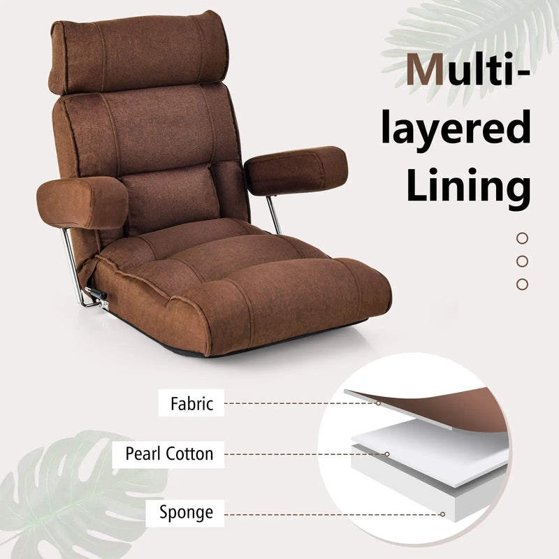Adjustable Folding Sofa Chair with 6 Position Stepless Back by DirectDeals