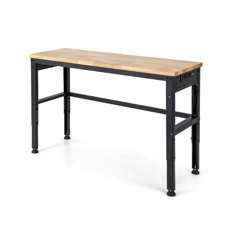 53 Inch Adjustable Heavy-Duty Workbench with Rubber Wood Top by DirectDeals