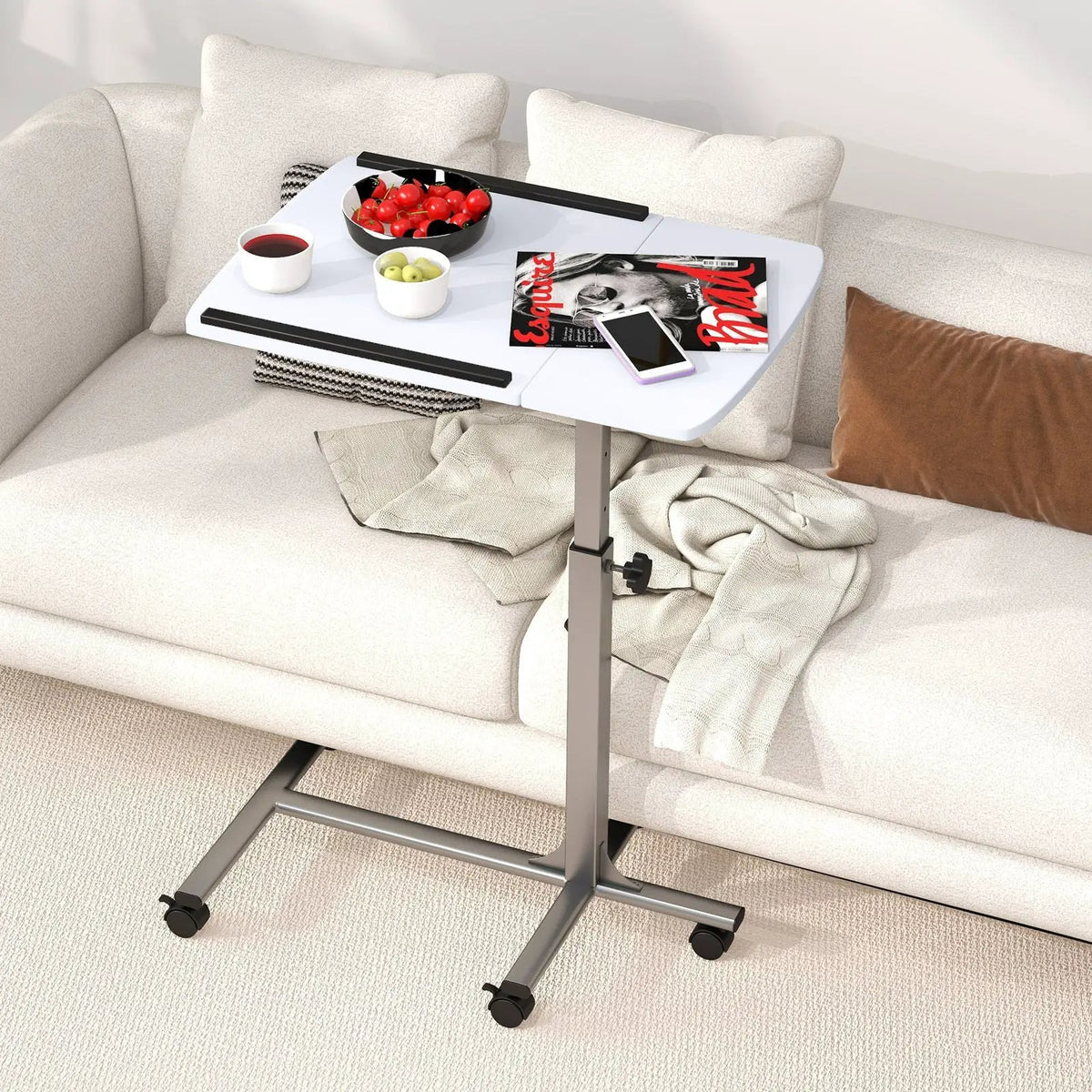 Adjustable Angle Height Rolling Laptop Table by DirectDeals