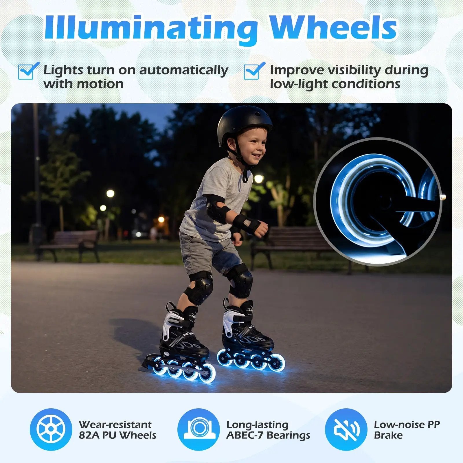 Adjustable Kids' Incline Skates for Boys Girls Ages 5-14 by DirectDeals