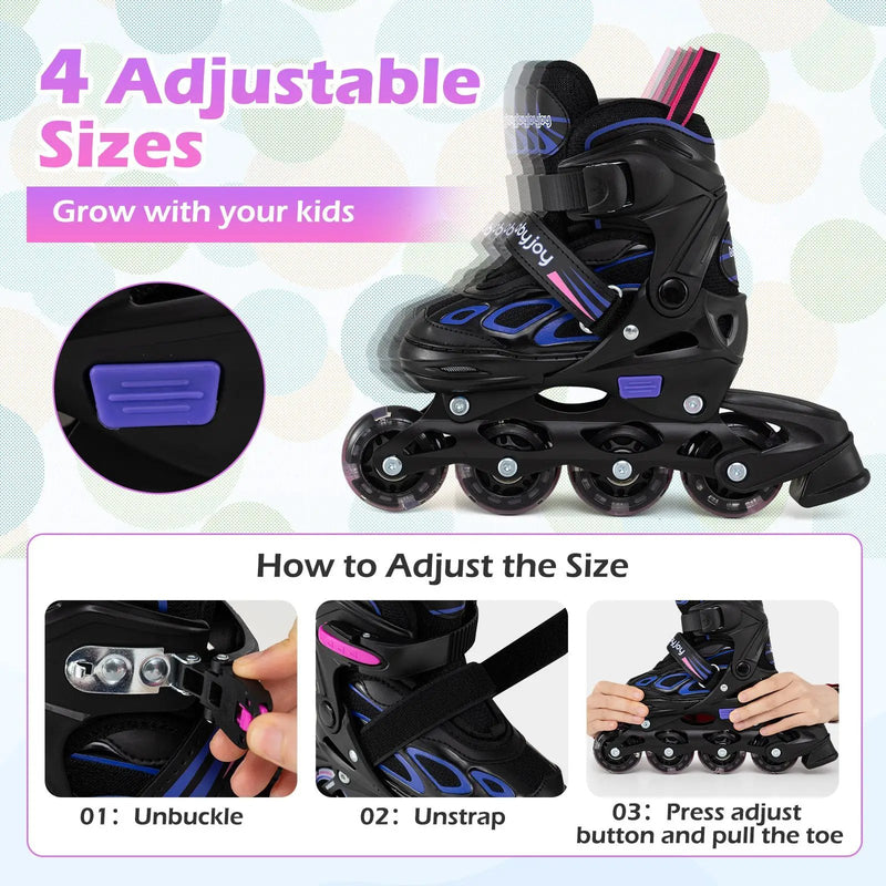 Adjustable Kids' Incline Skates for Boys Girls Ages 5-14 by DirectDeals