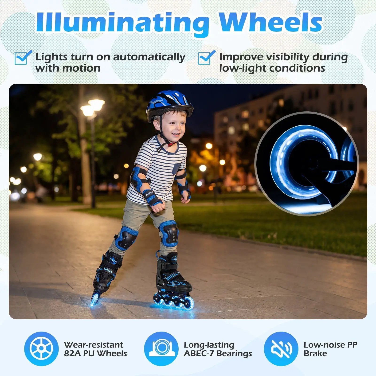 Adjustable Kids' Incline Skates for Boys Girls Ages 5-14 by DirectDeals