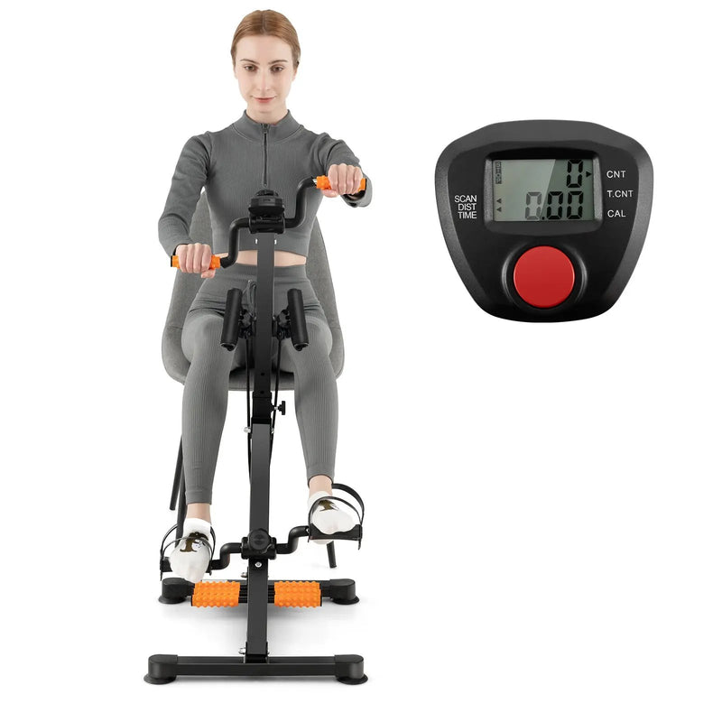 Adjustable LCD Pedal Exercise Bike with Massage-Yellow by DirectDeals