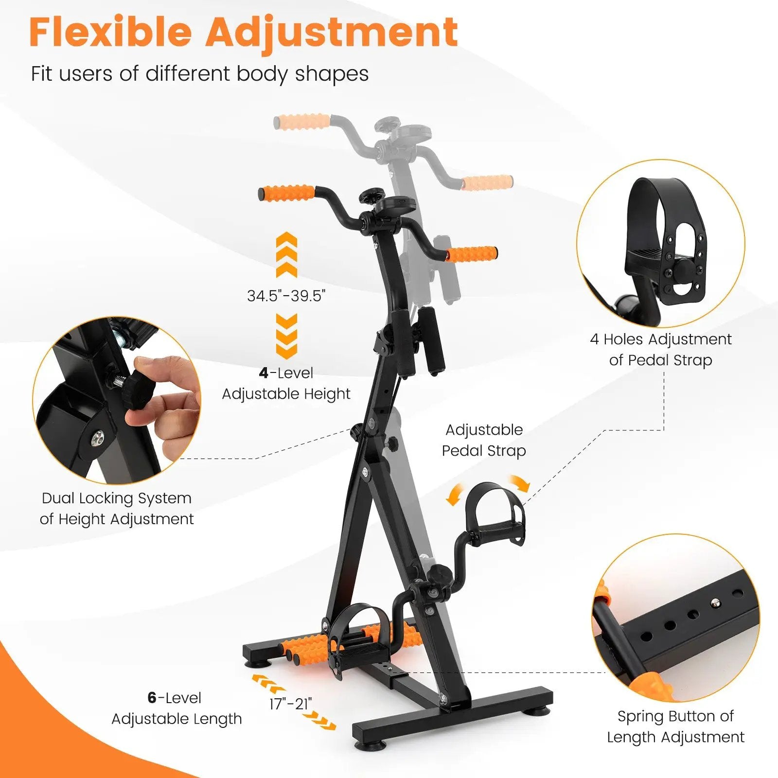 Adjustable LCD Pedal Exercise Bike with Massage-Yellow by DirectDeals