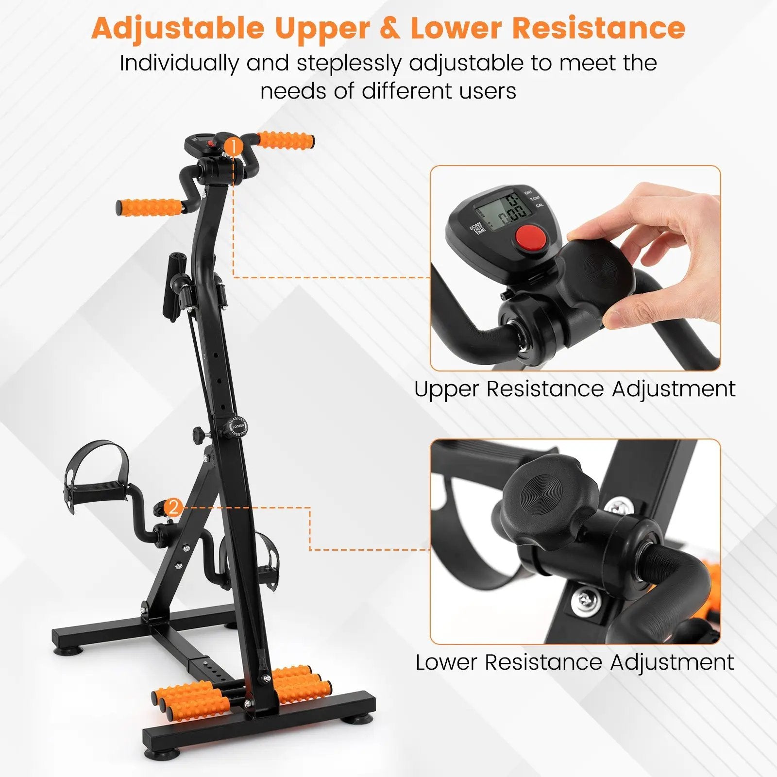 Adjustable LCD Pedal Exercise Bike with Massage-Yellow by DirectDeals