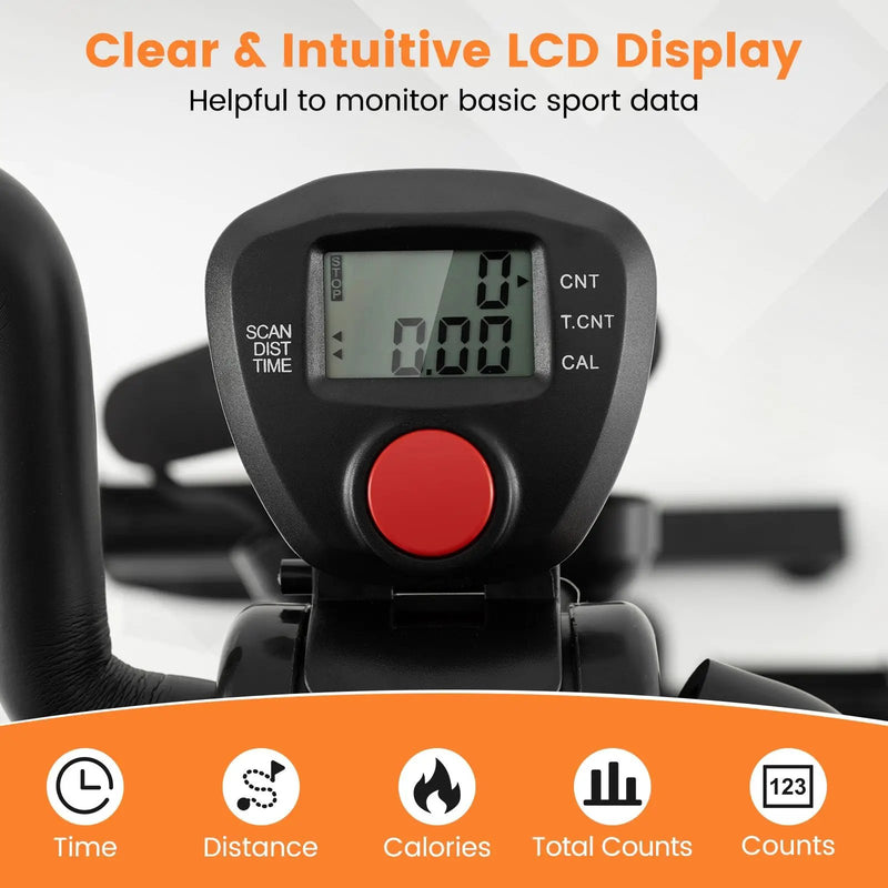 Adjustable LCD Pedal Exercise Bike with Massage-Yellow by DirectDeals