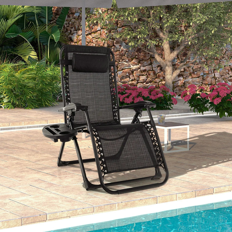 Adjustable Metal Zero Gravity Lounge Chair with Removable Cushion and Cup Holder Tray by DirectDeals