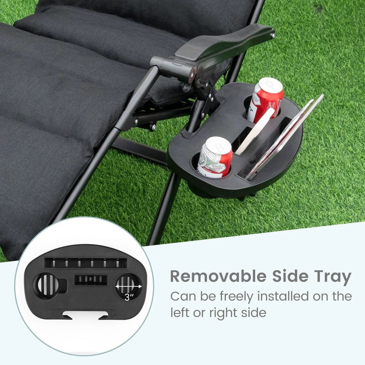 Adjustable Metal Zero Gravity Lounge Chair with Removable Cushion and Cup Holder Tray by DirectDeals