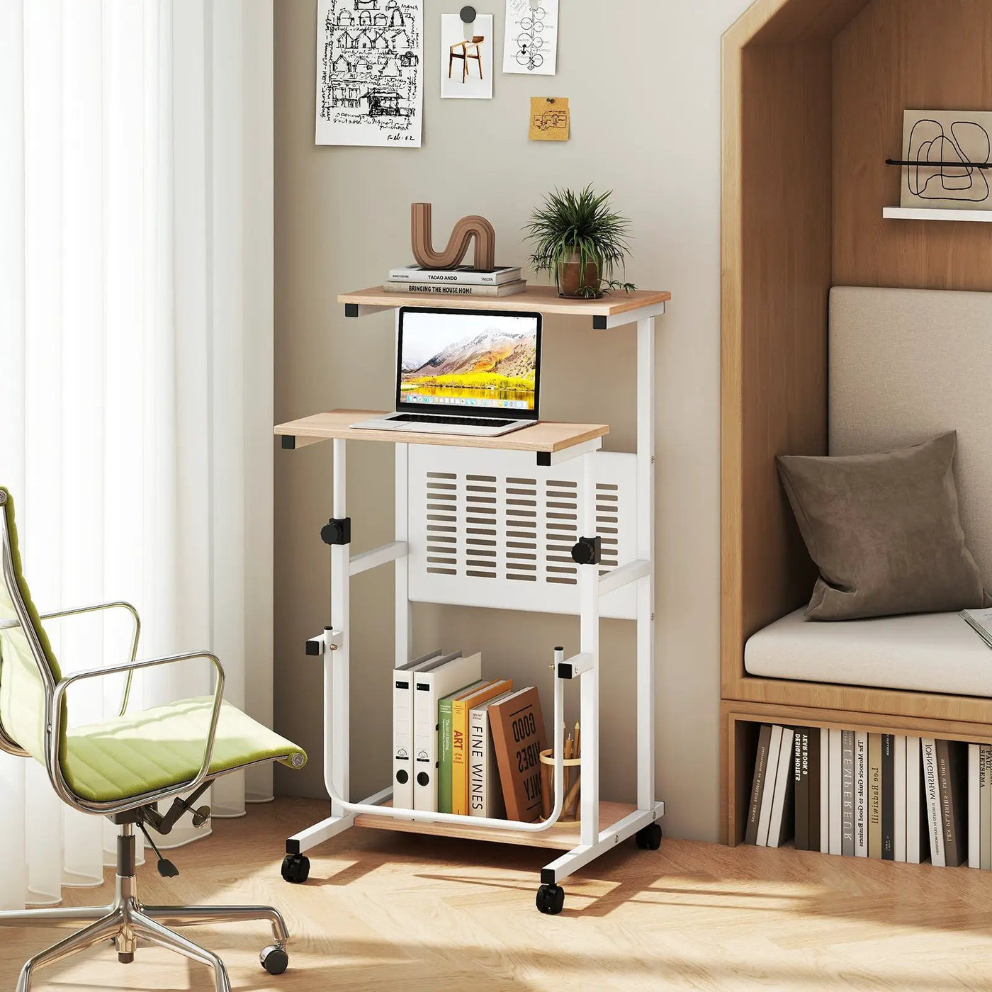 Height Adjustable Mobile Computer Stand by DirectDeals