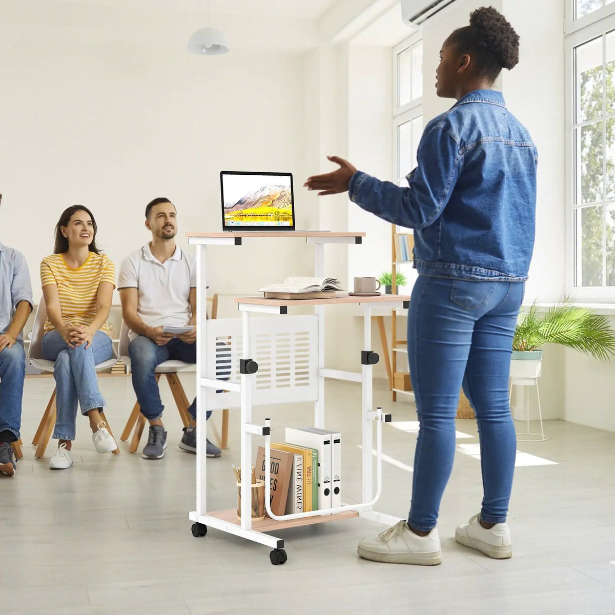 Height Adjustable Mobile Computer Stand by DirectDeals
