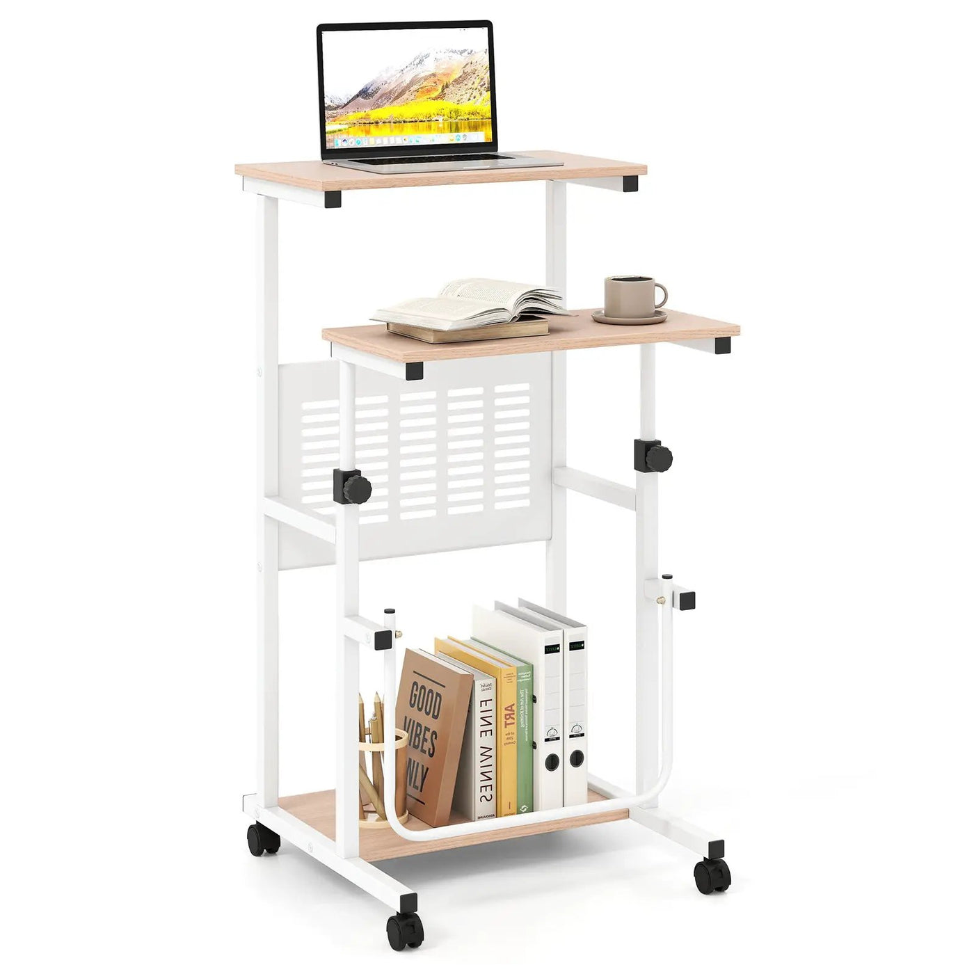 Height Adjustable Mobile Computer Stand by DirectDeals