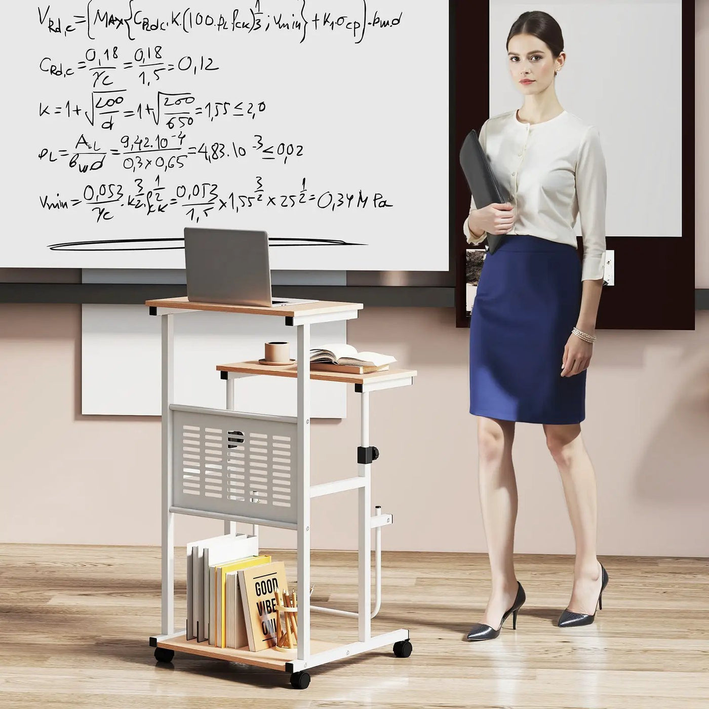 Height Adjustable Mobile Computer Stand by DirectDeals