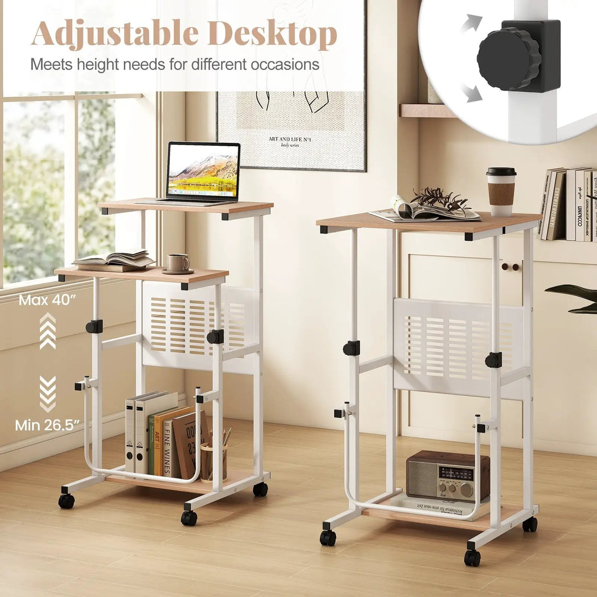 Height Adjustable Mobile Computer Stand by DirectDeals