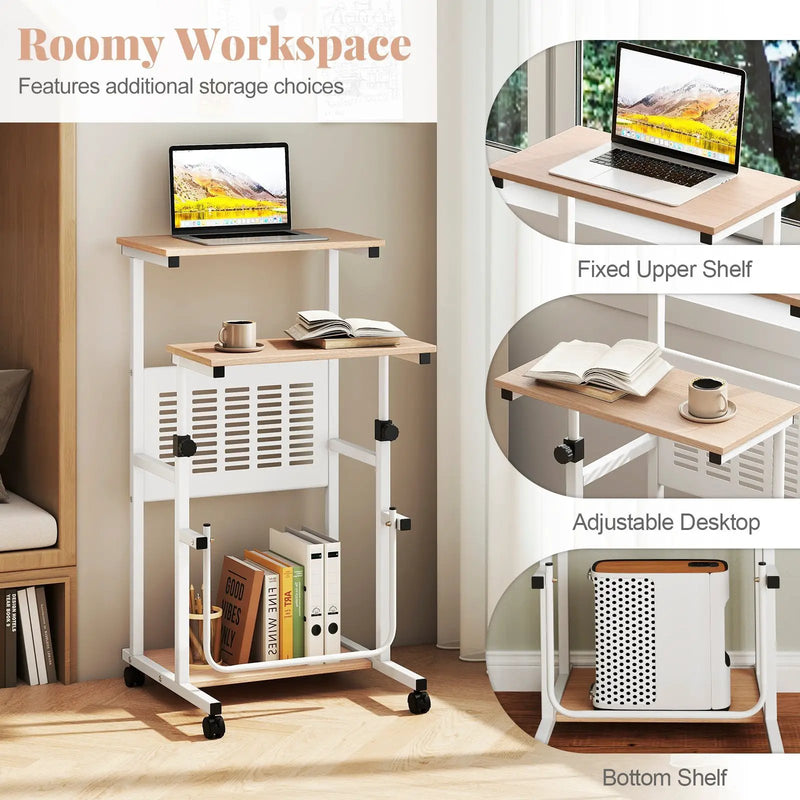 Height Adjustable Mobile Computer Stand by DirectDeals