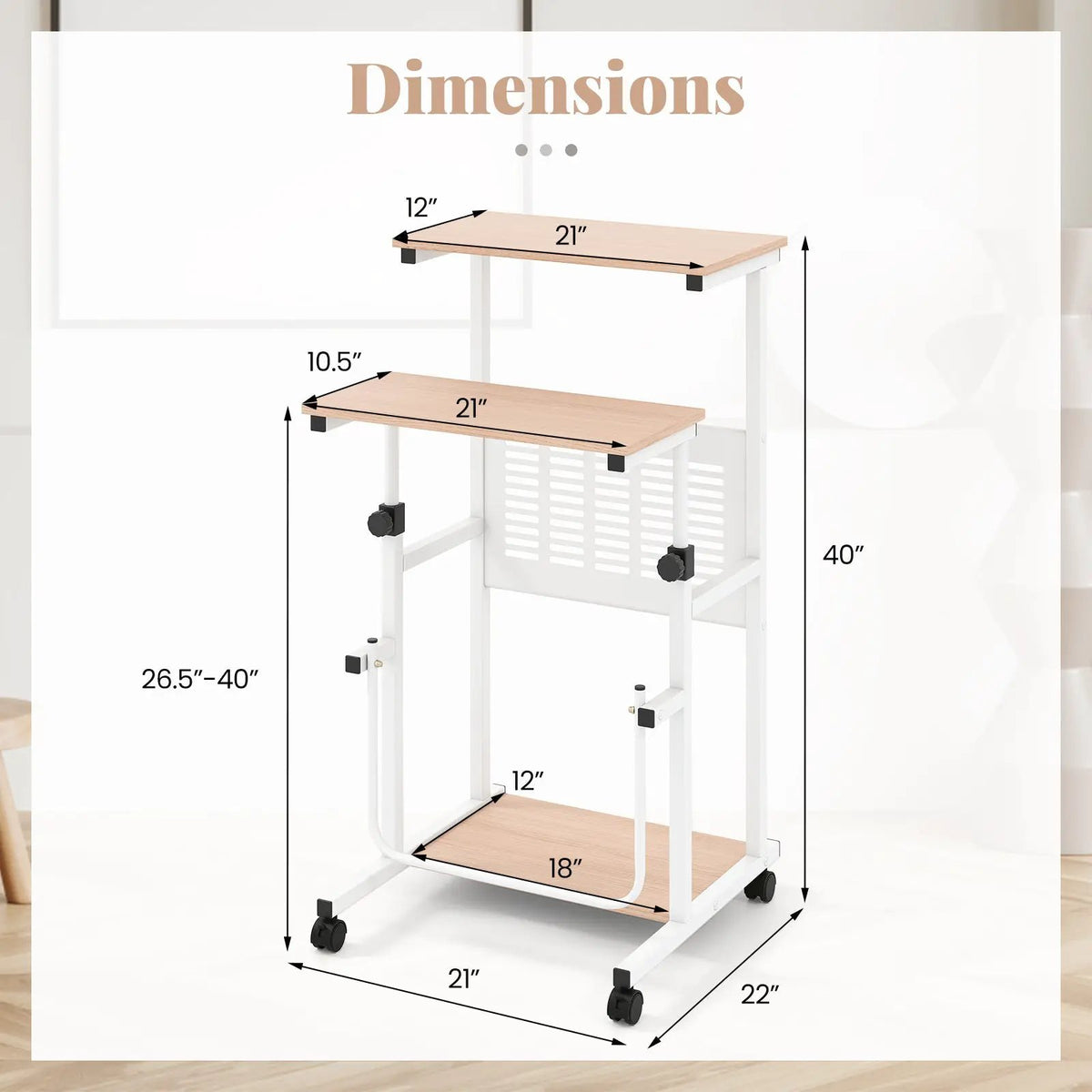Height Adjustable Mobile Computer Stand by DirectDeals