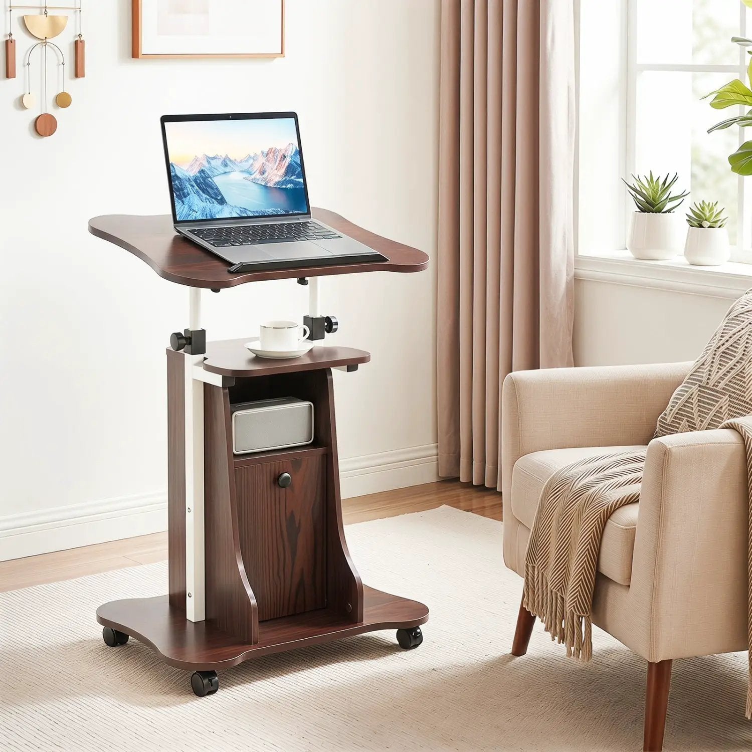 Adjustable Mobile Standing Desk Cart with Tilt Desktop by DirectDeals