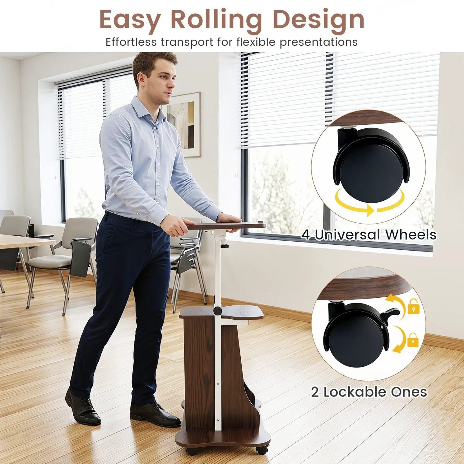 Adjustable Mobile Standing Desk Cart with Tilt Desktop by DirectDeals