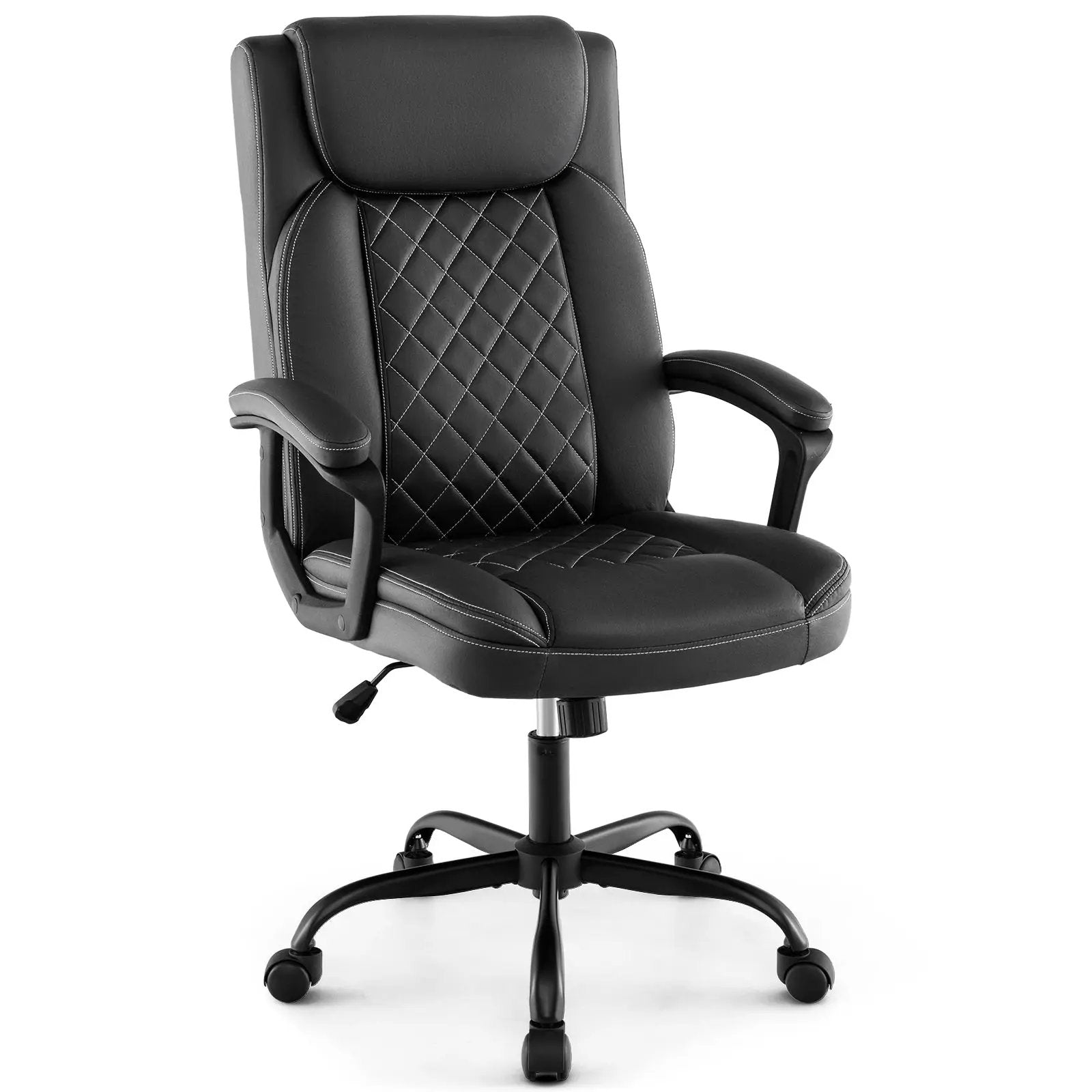 High Back Ergonomic Executive Chair with Thick Headrest Cushion-Black by DirectDeals
