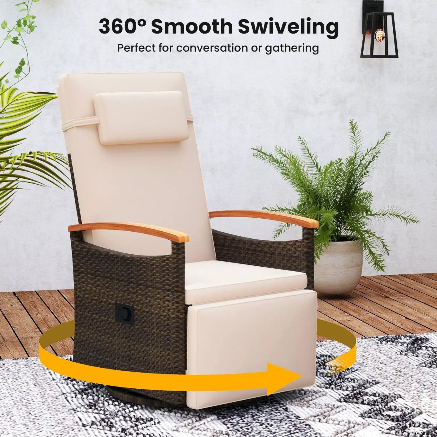 Adjustable Outdoor Recliner Chair with 150° Backrest and Footrest by DirectDeals
